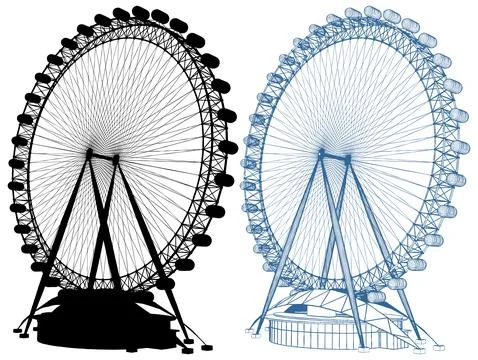 Carousel Ferris Wheel Vector Stock Illustration
