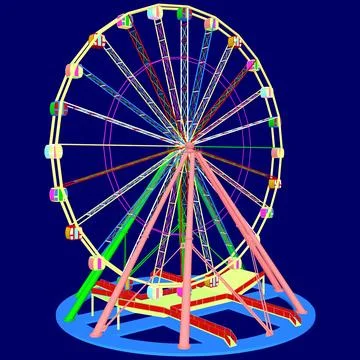 Carousel Ferris Wheel Vector 스톡 일러스트
