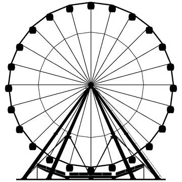 Carousel Ferris Wheel Vector Stock Illustration
