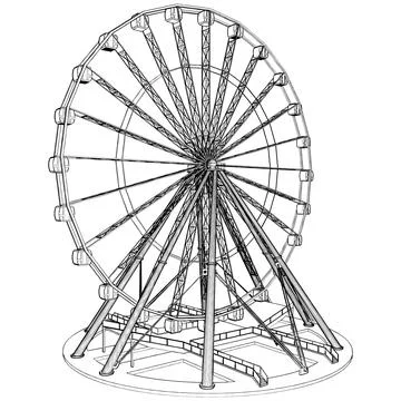 Carousel Ferris Wheel Vector Stock Illustration