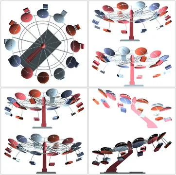 Carousel Ferris Wheel Vector Stock Illustration