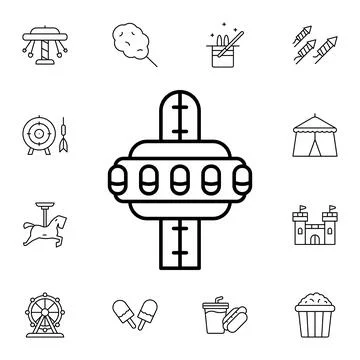 Carousel, free fall flat vector icon in amusement pack Stock Illustration
