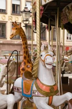 Carousel giraffe Stock Photos