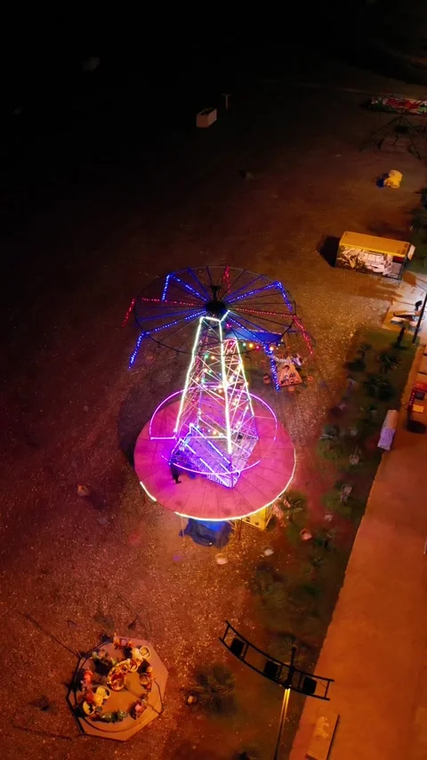 A carousel glowing at night Stock Footage 276219207