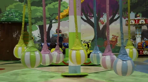 A carousel go without children Stock Footage 64544444