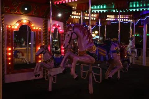 Carousel horse evening Stock Photos