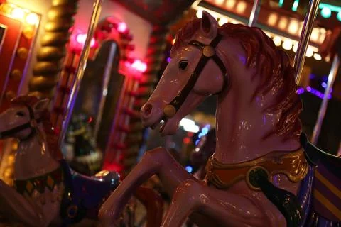 Carousel horse evening Stock Photos