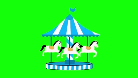 Carousel Horse Ride Flat Animation Stock Footage 336936559