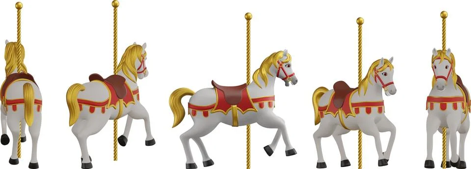 Carousel horses 3d Stock Illustration