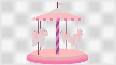 Carousel with horses. Animation of carousel rides. Cartoon Stock Footage 147114088