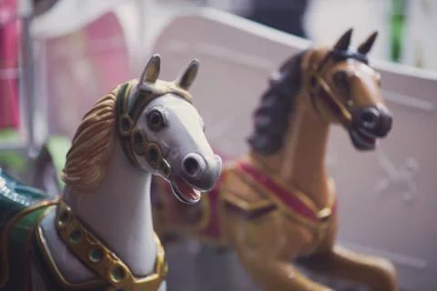 Carousel Horses Closeup Stock Photos