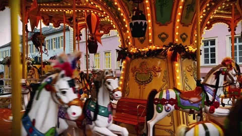 Carousel Horses Stock Footage 303457377
