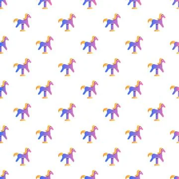 Carousel horses pattern creating joyful childhood background Stock Illustration