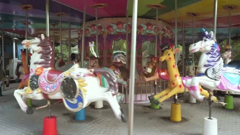 Carousel horses spining 4k Stock-Footage 161810177