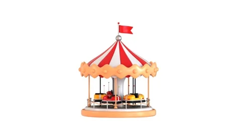 Carousel Icon animation 3d render concept of Spinning Ride with bumper car Stock Footage 314735252