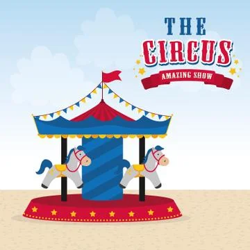 Carousel icon. Circus and Carnival design. Vector graphic Illustrazione stock
