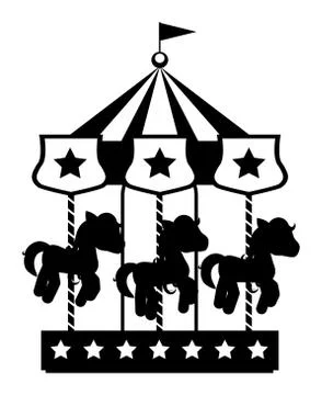 Carousel icon with horses decorated Stock Illustration