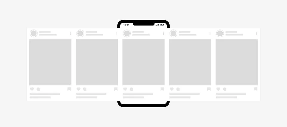 Carousel interface post with realistic smartphone design. Carousel post mockup 库存插图