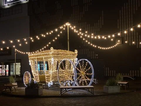 A carousel with lights on it Stock Photos