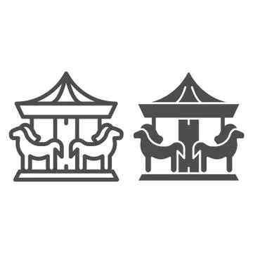 Carousel line and solid icon, Amusement park concept, merry-go-round sign on Illustrazione stock
