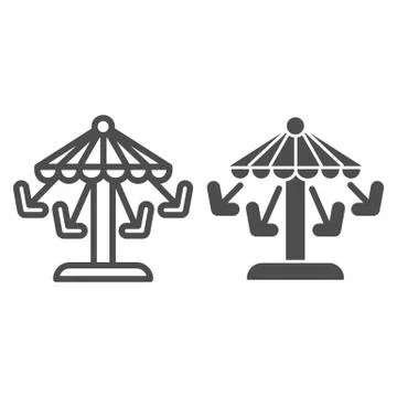 Carousel line and solid icon, Amusement park concept, amusement ride with seats Stockillustratie