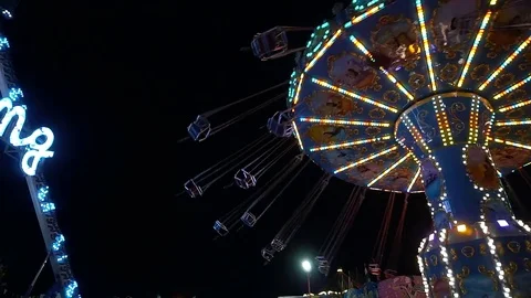Carousel. Lunapark in Cyprus Stock Footage 85200477