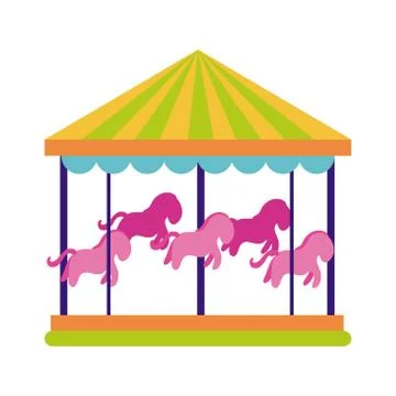 Carousel mechanical fairground attraction flat style icon Stockillustratie