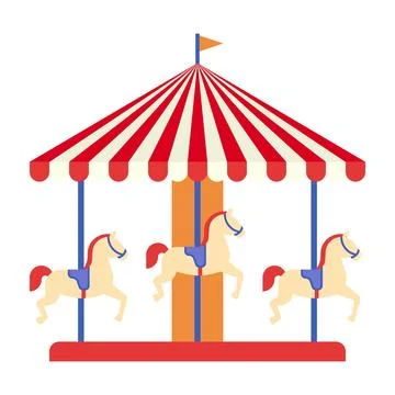 Carousel Merry Go Round with Circus Tent Style Stock Illustration