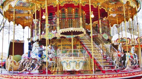 Carousel Merry Go Round Park Attraction 4K UHD Stock Footage 50631133