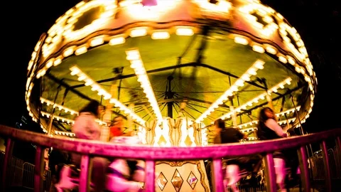 Carousel Motion Time Lapse Fair Circus 4k Stockbeeldmateriaal 89588036