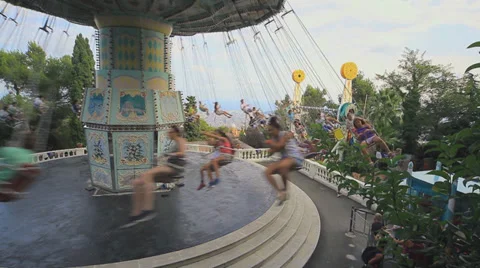 Carousel on mount Tibidabo Stock Footage 34494206
