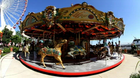 Carousel Navy Pier Stock Footage 732058