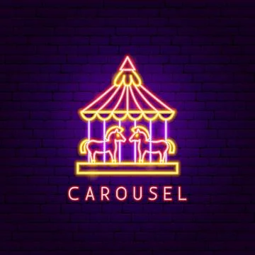 Carousel Neon Label Stock Illustration