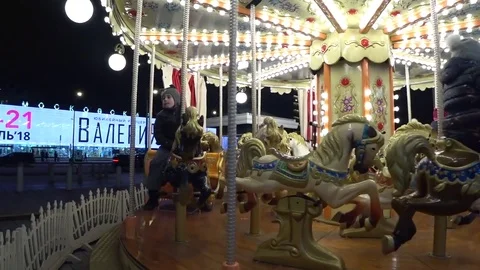 Carousel on New Arbat. close-up Stock Footage 82078689