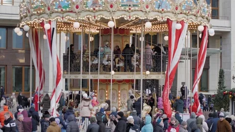 Carousel at New Year's Fair Stock Footage 149320643