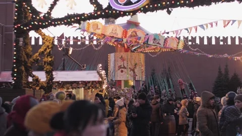Carousel at the New Year's fair on Red Square Stock Footage 149321753