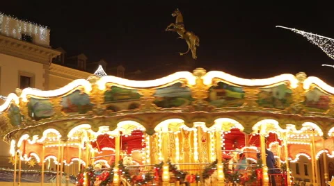 Carousel in the night city half 動画素材 46371290