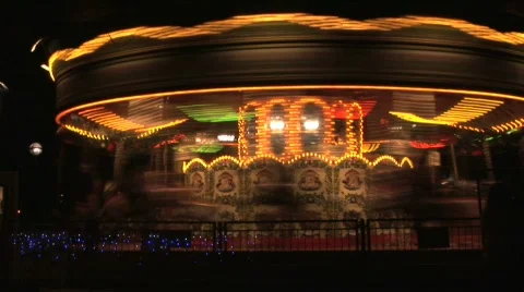 Carousel at night Stock Footage 600137