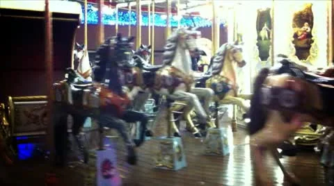 Carousel at night Stock Footage 10718608
