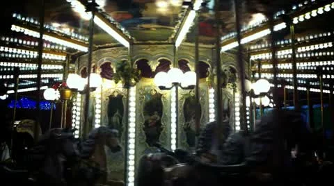 Carousel at night Stock Footage 10718643