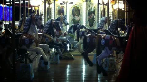 Carousel at night Stock Footage 10718734