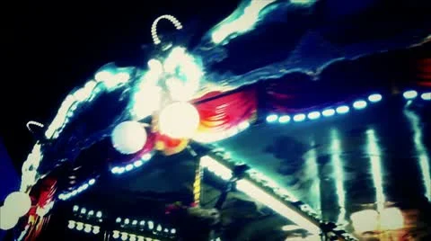 Carousel at night Stock Footage 10718814