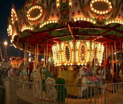 Carousel at night Stock Footage 21678947
