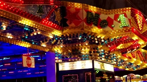 Carousel at night Stock Footage 53075144