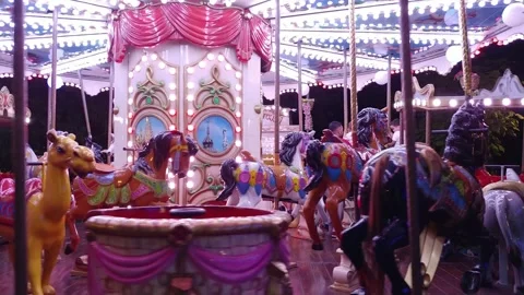 Carousel at night Stock Footage 136117218
