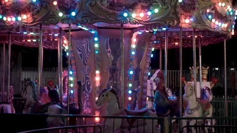 Carousel, night scene Stock Footage 101248209