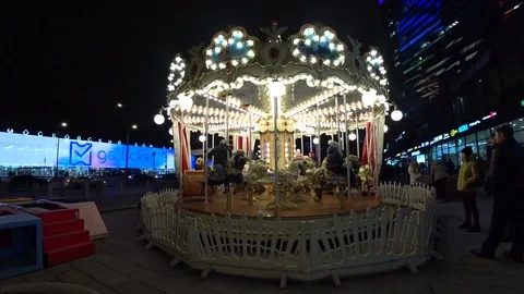 Carousel on Novy Arbat.wide angle Stock Footage 82078659