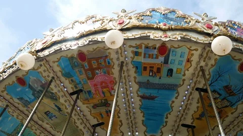 Carousel or merry go around horses footage 4k real time Stock-Footage 118573279