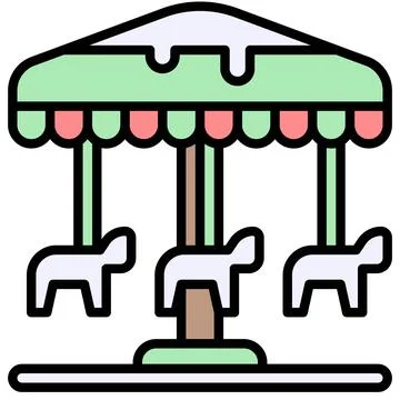 Carousel or merry go round icon, Winter city related vector Illustrazione stock