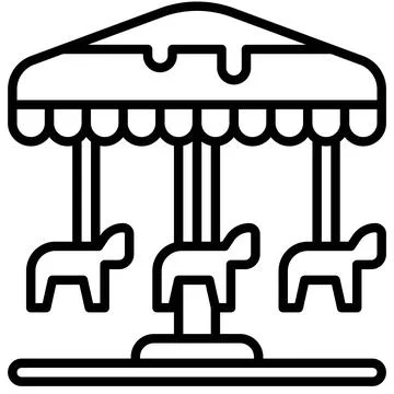 Carousel or merry go round icon, Winter city related vector Illustrazione stock